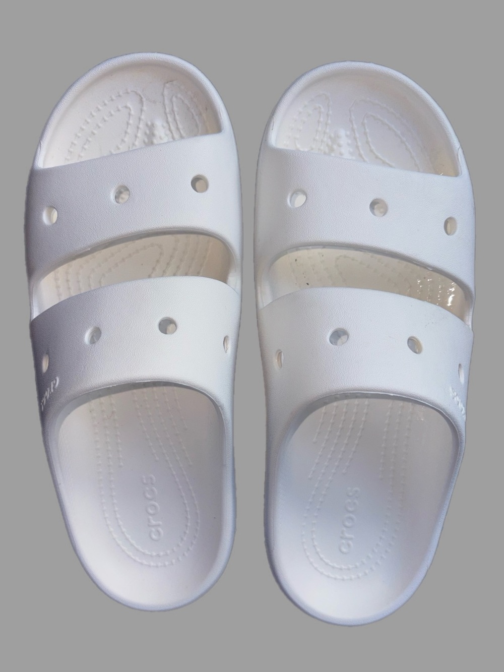 CROCS White Dual-Strap Slide Sandals